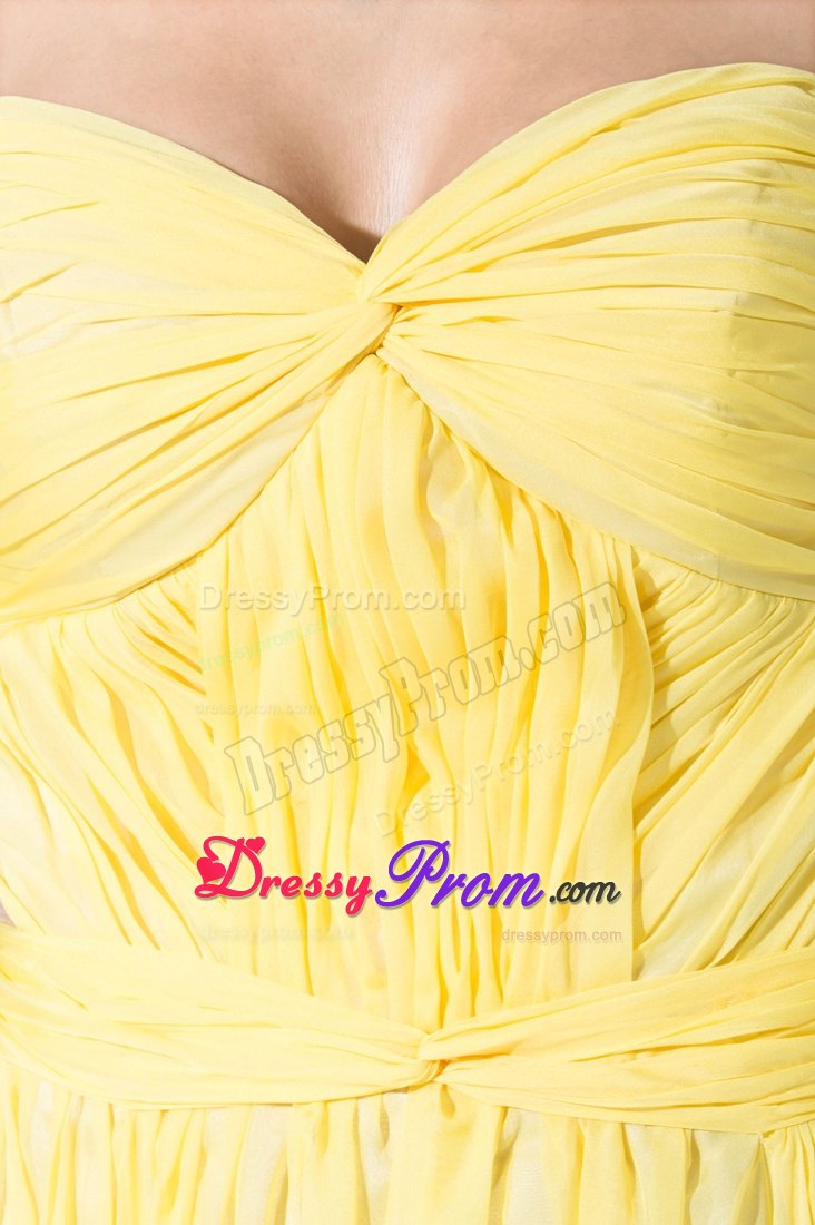 Yellow Sweetheart Brush Train Cool Back Prom Dresses