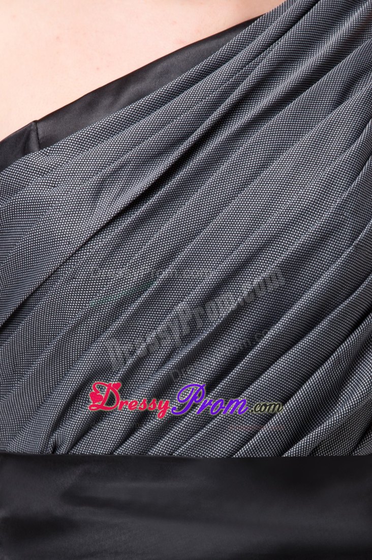 Asymmetrical Ruched Grey Prom Graduation Dress Floor-length