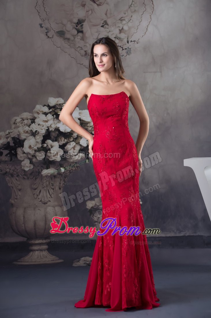 2014 Beading and Lace Accent Red Prom Dress for Formal