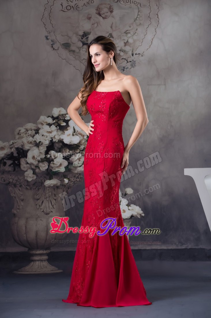 2014 Beading and Lace Accent Red Prom Dress for Formal
