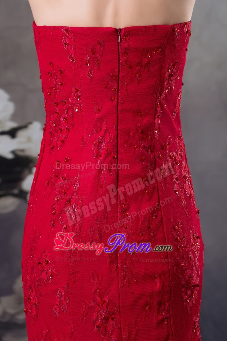 2014 Beading and Lace Accent Red Prom Dress for Formal