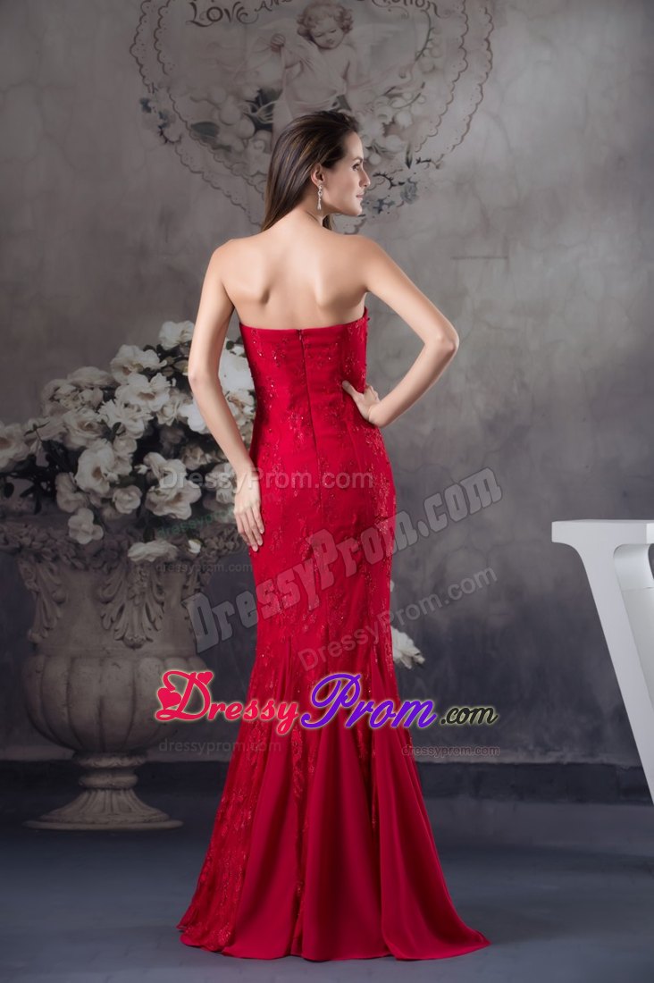 2014 Beading and Lace Accent Red Prom Dress for Formal