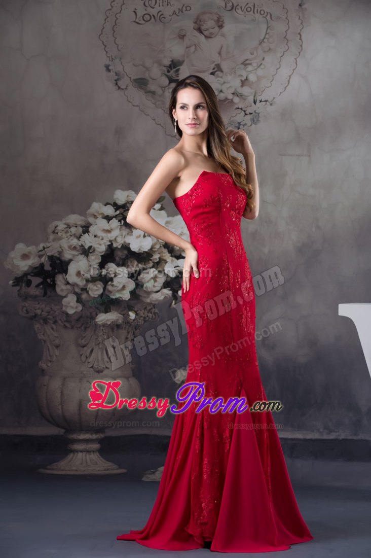 2014 Beading and Lace Accent Red Prom Dress for Formal