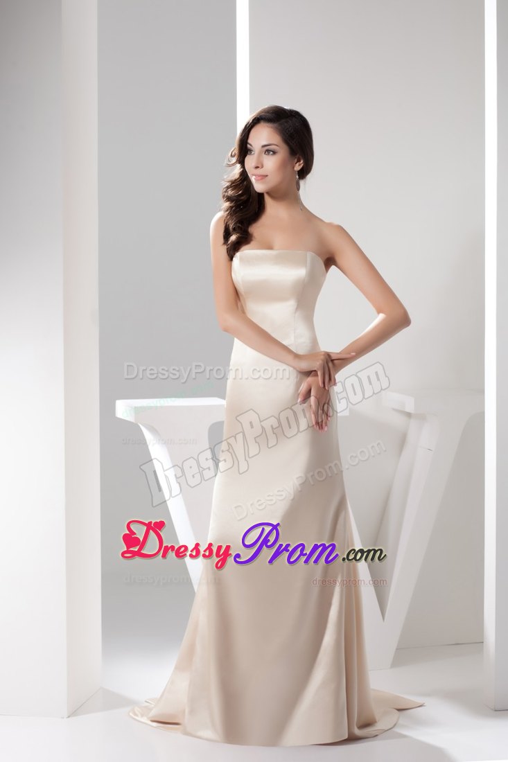 Jacket Matching Sheath Prom Gown in Champagne with Watteau