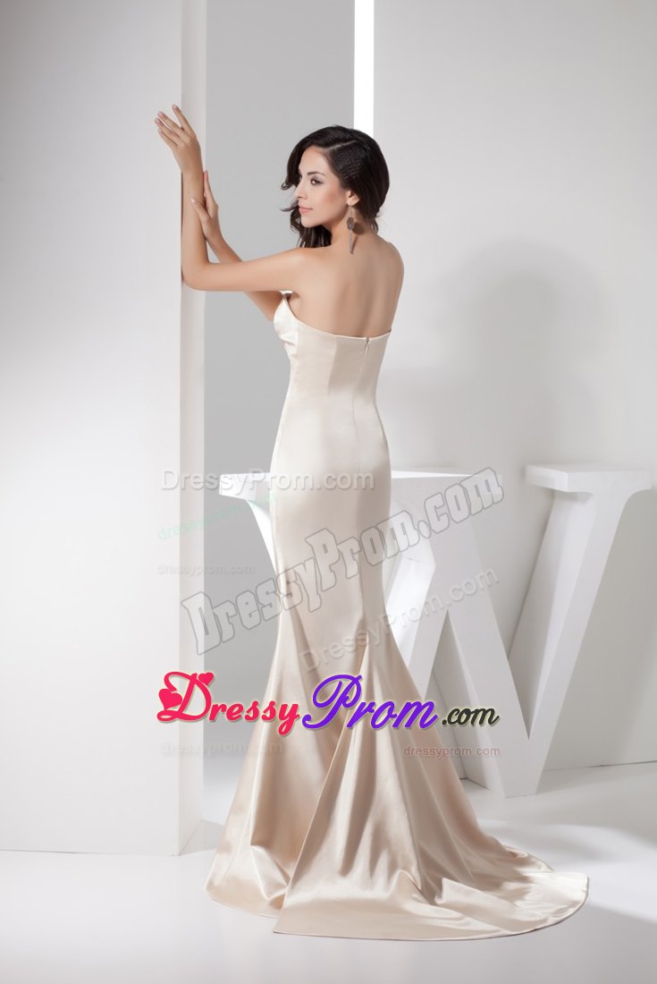 Jacket Matching Sheath Prom Gown in Champagne with Watteau