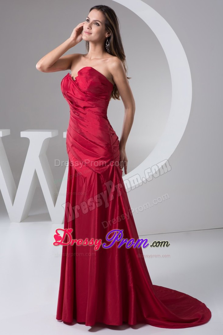 Sweetheart Ruching Prom Celebrity Dress in Wine Red at Winnipeg