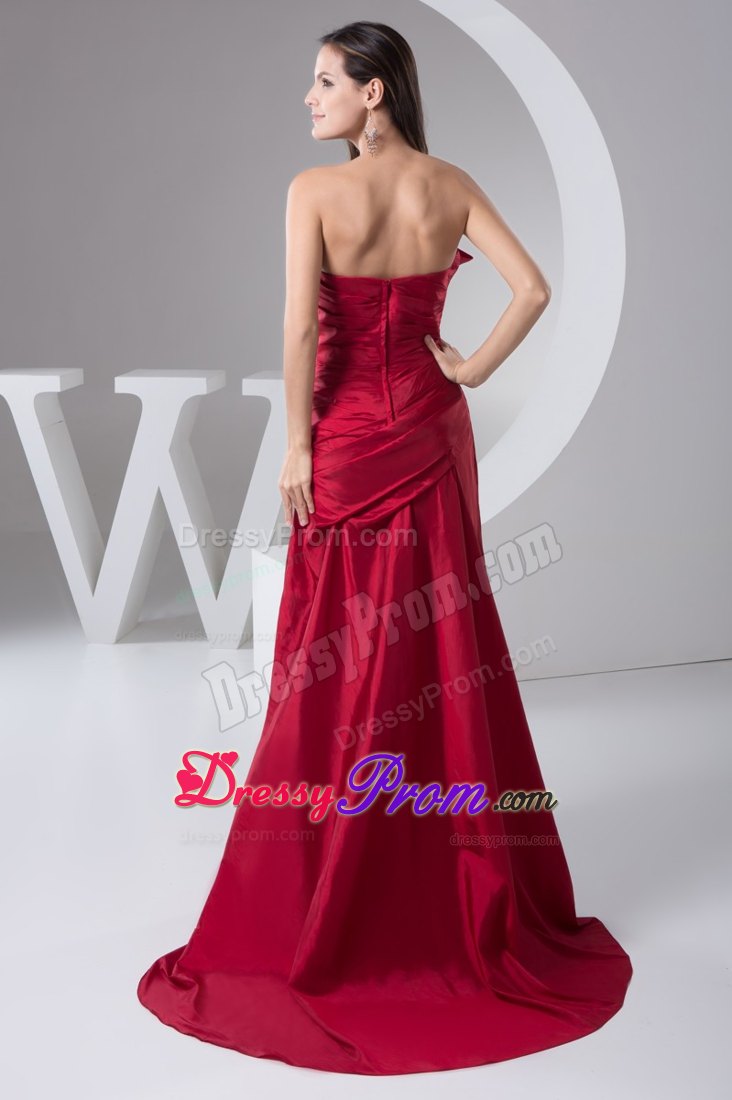 Sweetheart Ruching Prom Celebrity Dress in Wine Red at Winnipeg