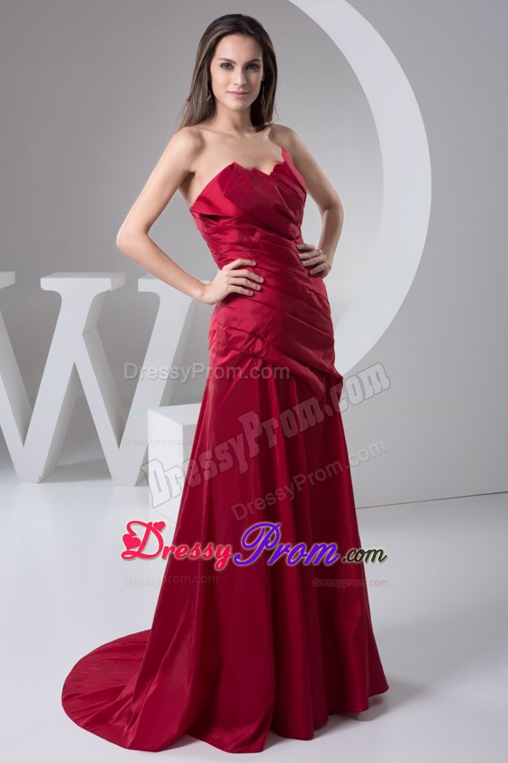 Sweetheart Ruching Prom Celebrity Dress in Wine Red at Winnipeg