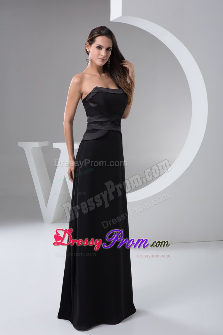Simple Black Belt Decorate Chiffon Prom formal Dress for Cheap
