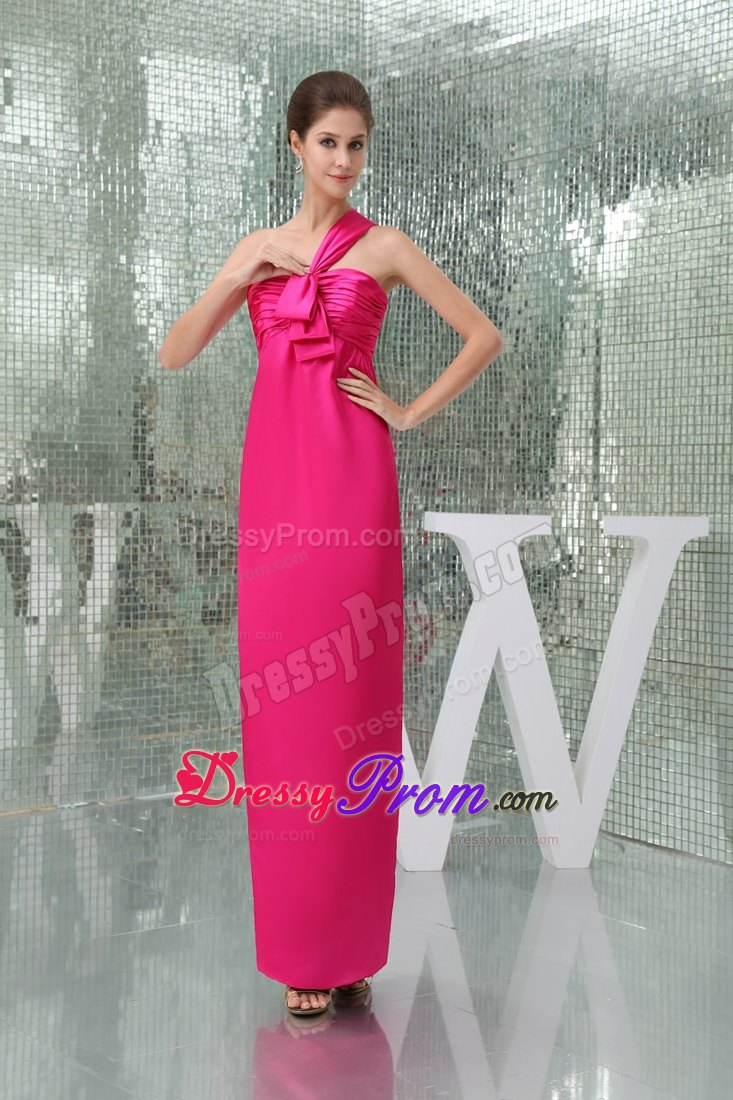 Hot Pink One Shoulder Prom Dress Ankle-length in Mississauga