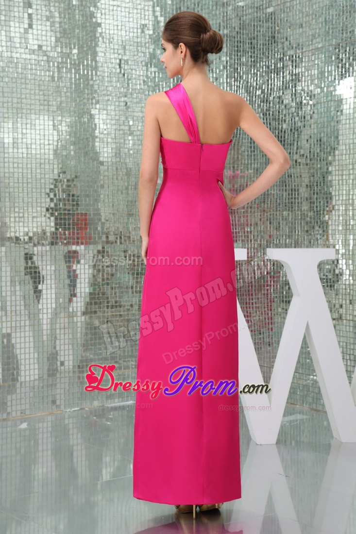 Hot Pink One Shoulder Prom Dress Ankle-length in Mississauga