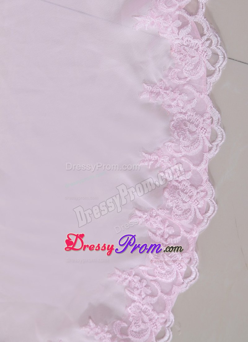 Off-the-shoulder Slitted Chiffon Prom Dress for Girls in Baby Pink