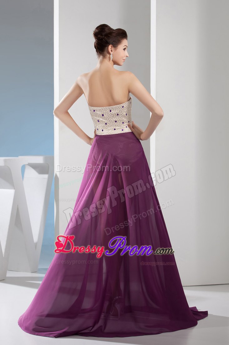 Sexy Sweetheart High-low Prom Dress in White and Purple