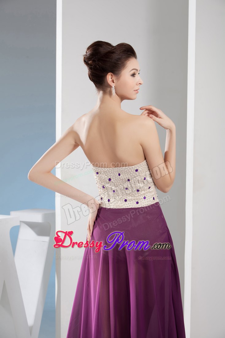 Sexy Sweetheart High-low Prom Dress in White and Purple