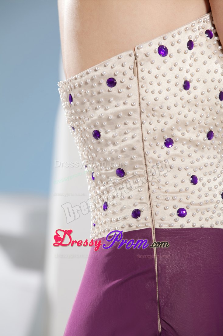 Sexy Sweetheart High-low Prom Dress in White and Purple