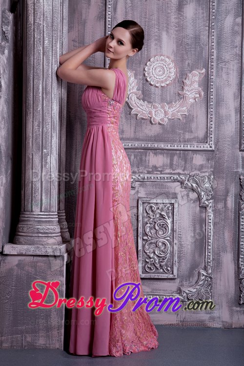 Rose Pink Column Calgary Prom Dress One Shoulder Floor-length