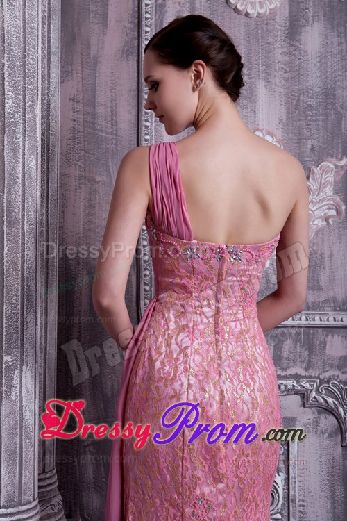 Rose Pink Column Calgary Prom Dress One Shoulder Floor-length