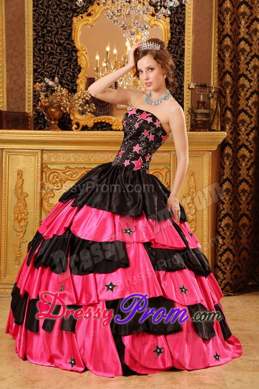 Black and Red Strapless Beading Sweet Sixteen Quinceanera Dresses