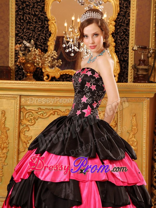 Black and Red Strapless Beading Sweet Sixteen Quinceanera Dresses