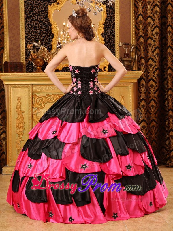 Black and Red Strapless Beading Sweet Sixteen Quinceanera Dresses