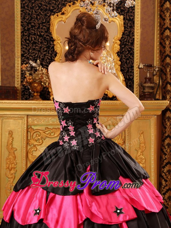 Black and Red Strapless Beading Sweet Sixteen Quinceanera Dresses