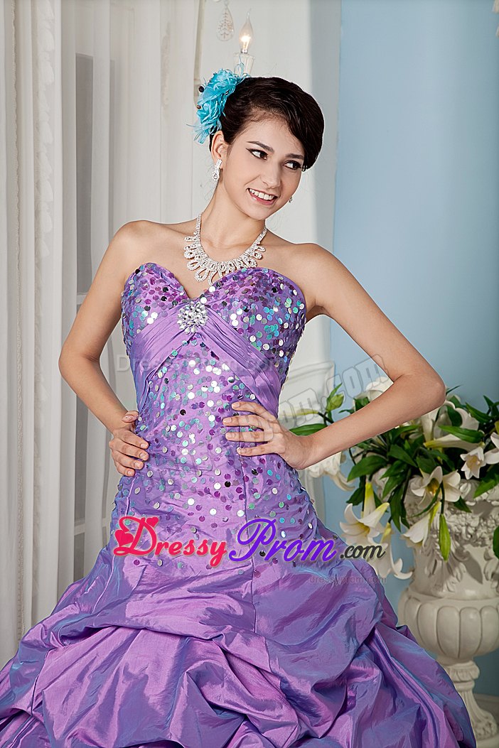Sequins Sweetheart Lavender Beading Taffeta Quinceanera Dresses