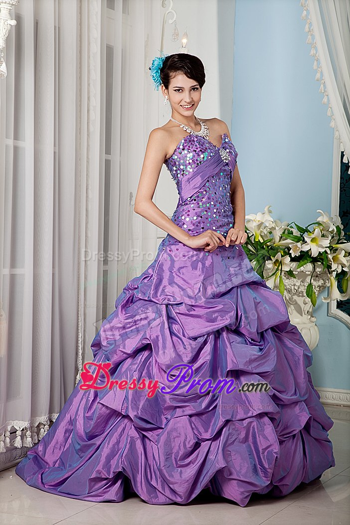 Sequins Sweetheart Lavender Beading Taffeta Quinceanera Dresses