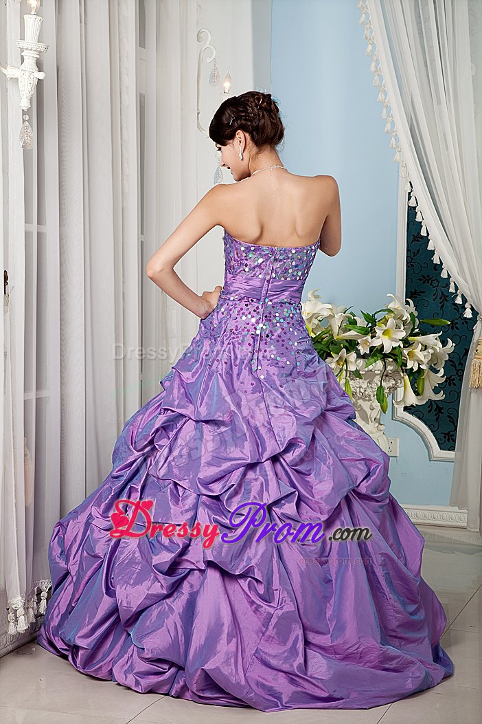 Sequins Sweetheart Lavender Beading Taffeta Quinceanera Dresses