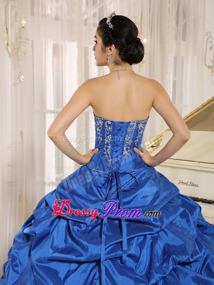 Beaded Ruffles Layered Aqua Blue and White Quinceanera Dresses