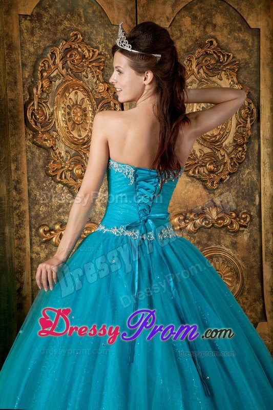 Beading Teal Tulle Sweetheart Sweet Sixteen Quinceanera Dresses