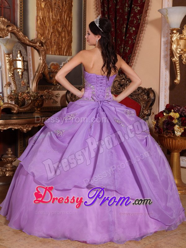 Beading Lavender Appliques Organza Dresses For Quinceaneras 2014