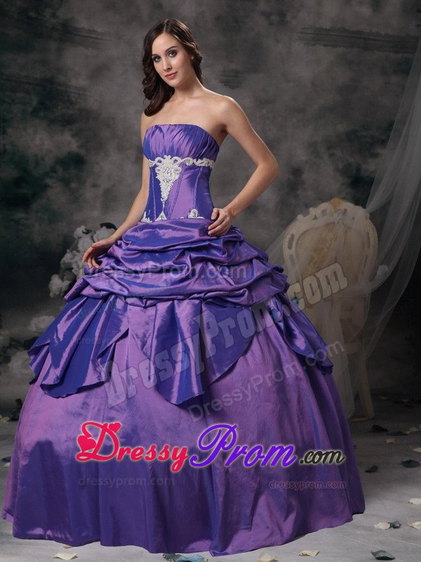 Appliques Lavender Pick-ups Taffeta Sweet 16 Quinceanera Dresses