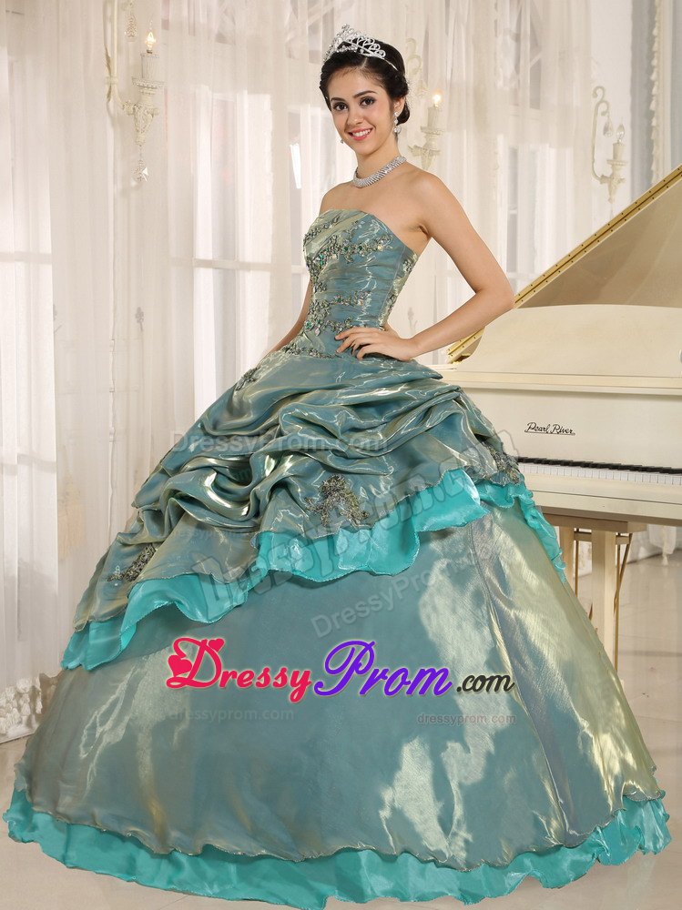 Embroidery Organza Multi-color Pick-ups Quinceanera Dresses
