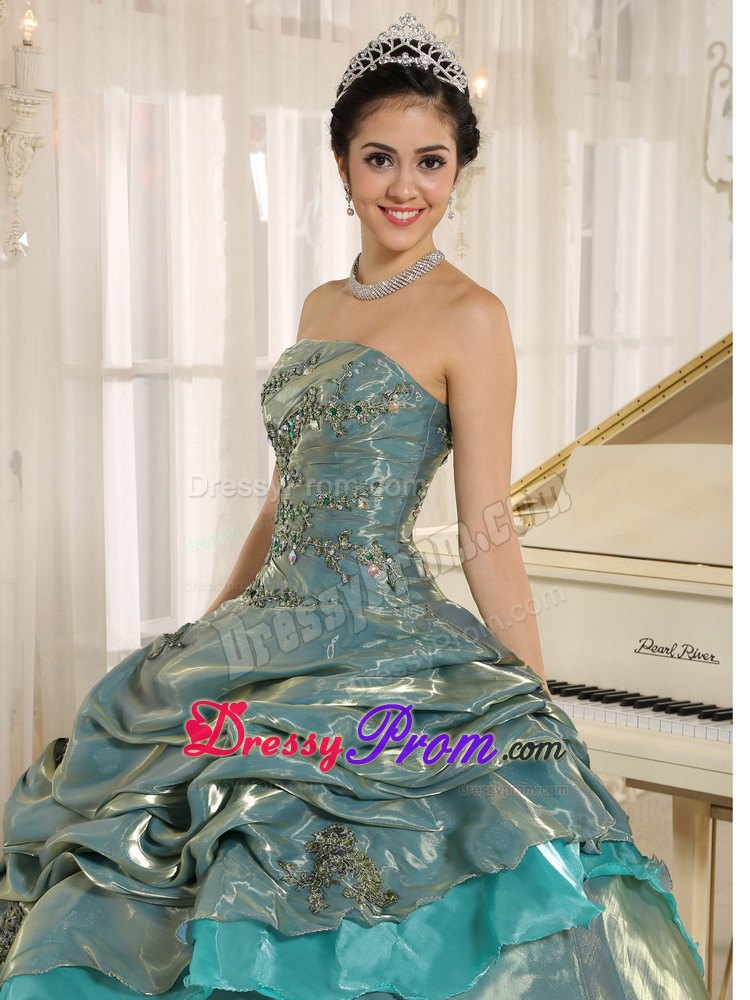 Embroidery Organza Multi-color Pick-ups Quinceanera Dresses