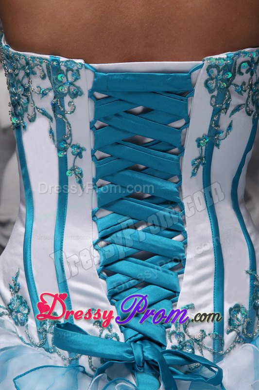 Ruffles Sweetheart Appliques Taffeta and Organza Colorful Dresses For 15