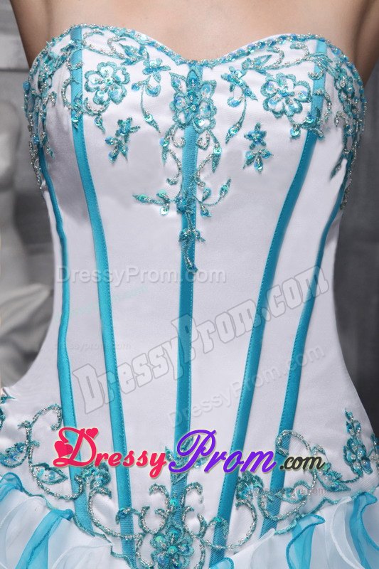 Ruffles Sweetheart Appliques Taffeta and Organza Colorful Dresses For 15