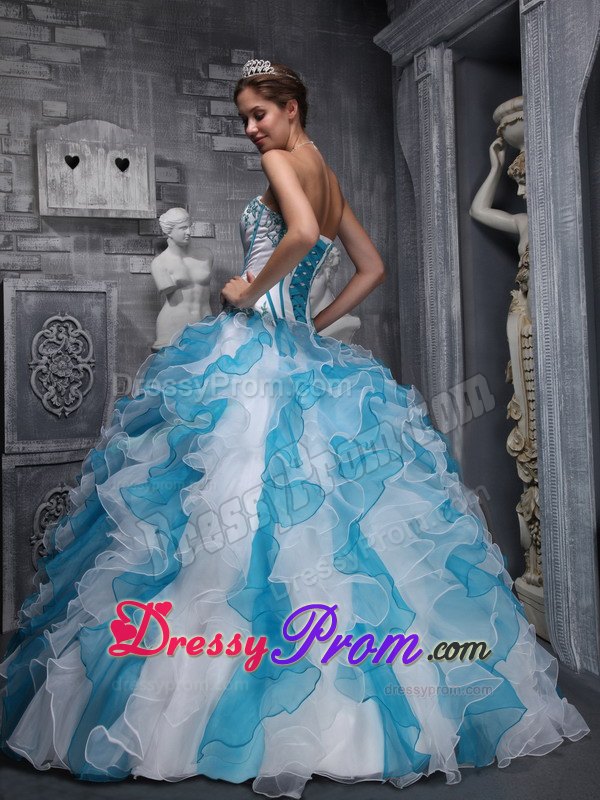 Ruffles Sweetheart Appliques Taffeta and Organza Colorful Dresses For 15