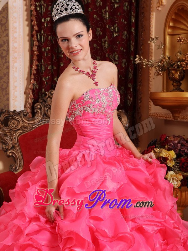 Appliques Beading Appliques Strapless Organza Quinceanera Gowns on Sale
