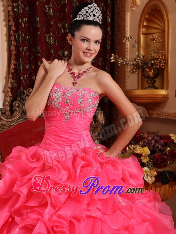 Appliques Beading Appliques Strapless Organza Quinceanera Gowns on Sale