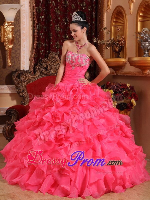 Appliques Beading Appliques Strapless Organza Quinceanera Gowns on Sale