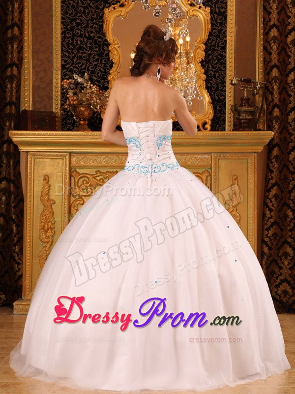 Ruched Strapless Beading Floor-length White Back Out Quinceaneras Dresses
