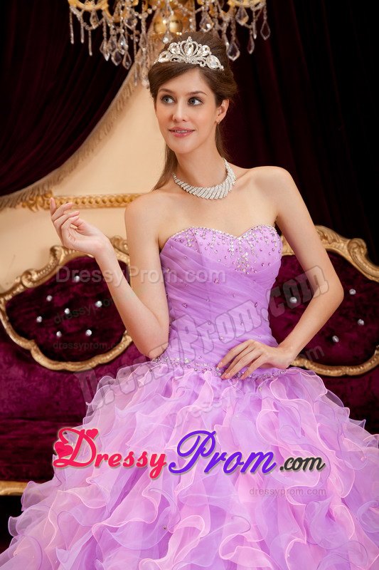 Ruffled Sweetheart Beading Two-tone Ruched Organza Quinceanera Dresses