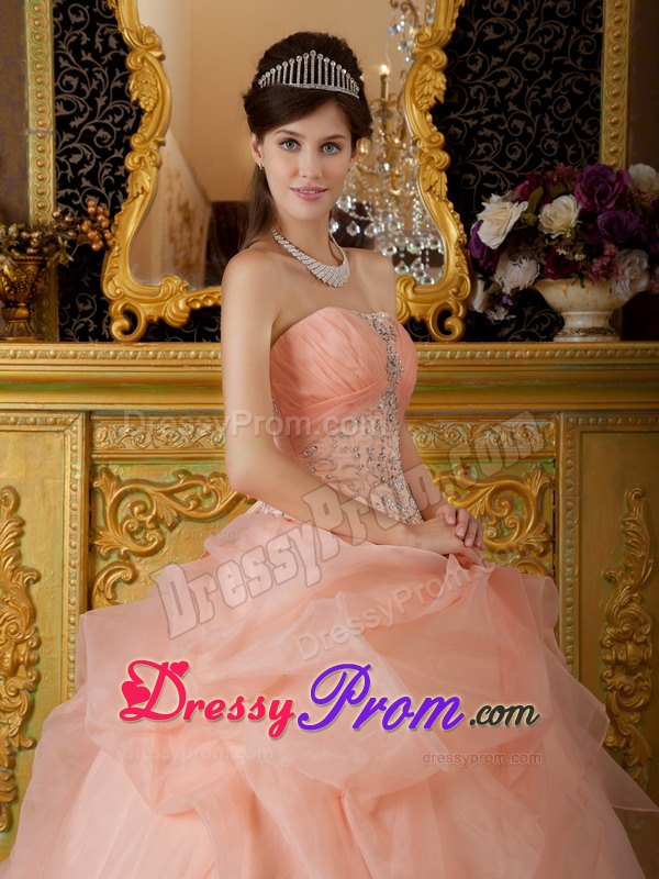 Organza Strapless Beading Layered Floor-length Dresses For Quinceaneras