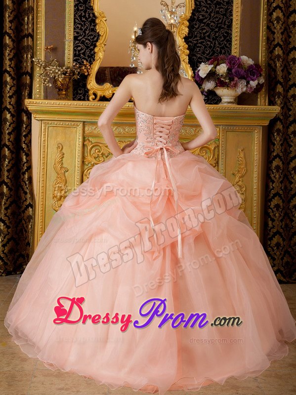 Organza Strapless Beading Layered Floor-length Dresses For Quinceaneras