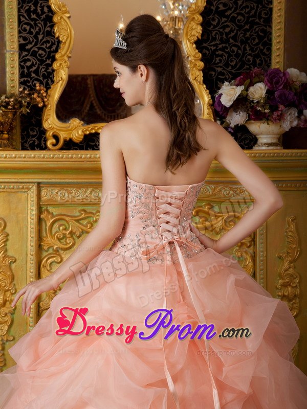 Organza Strapless Beading Layered Floor-length Dresses For Quinceaneras