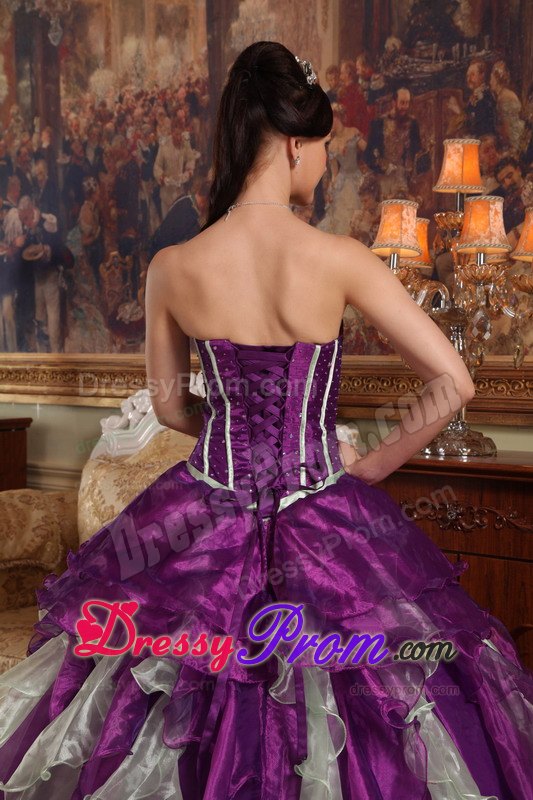 Appliques Sweetheart Beading Multi-color Organza Quinceanera Gowns Dress