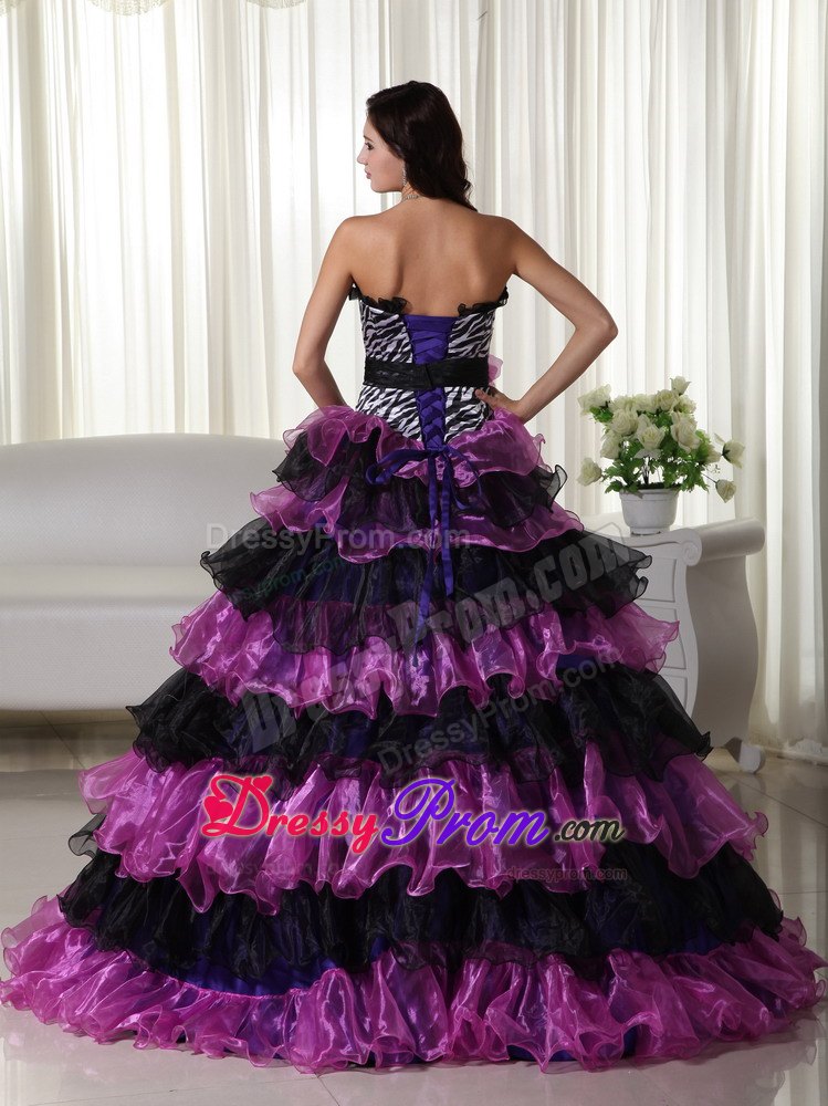 Handmade Flowers Sweetheart Beading Layered Leopard Quinceanera Dress