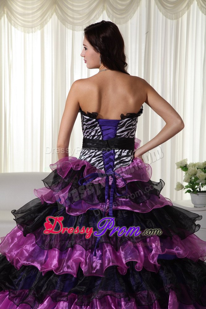 Handmade Flowers Sweetheart Beading Layered Leopard Quinceanera Dress
