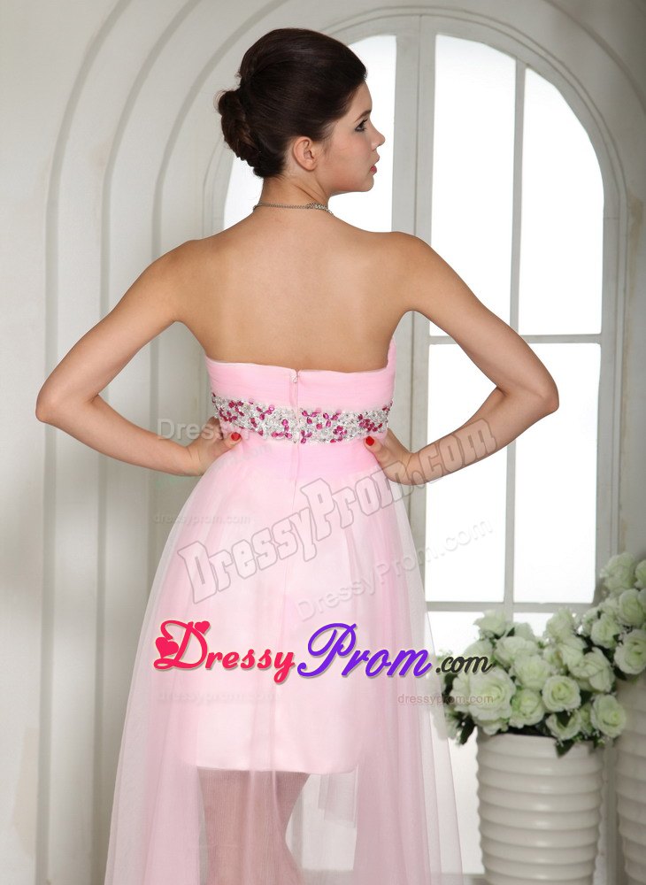 Baby Pink Beaded Over Bodice High-low Prom Dress In Berkshire