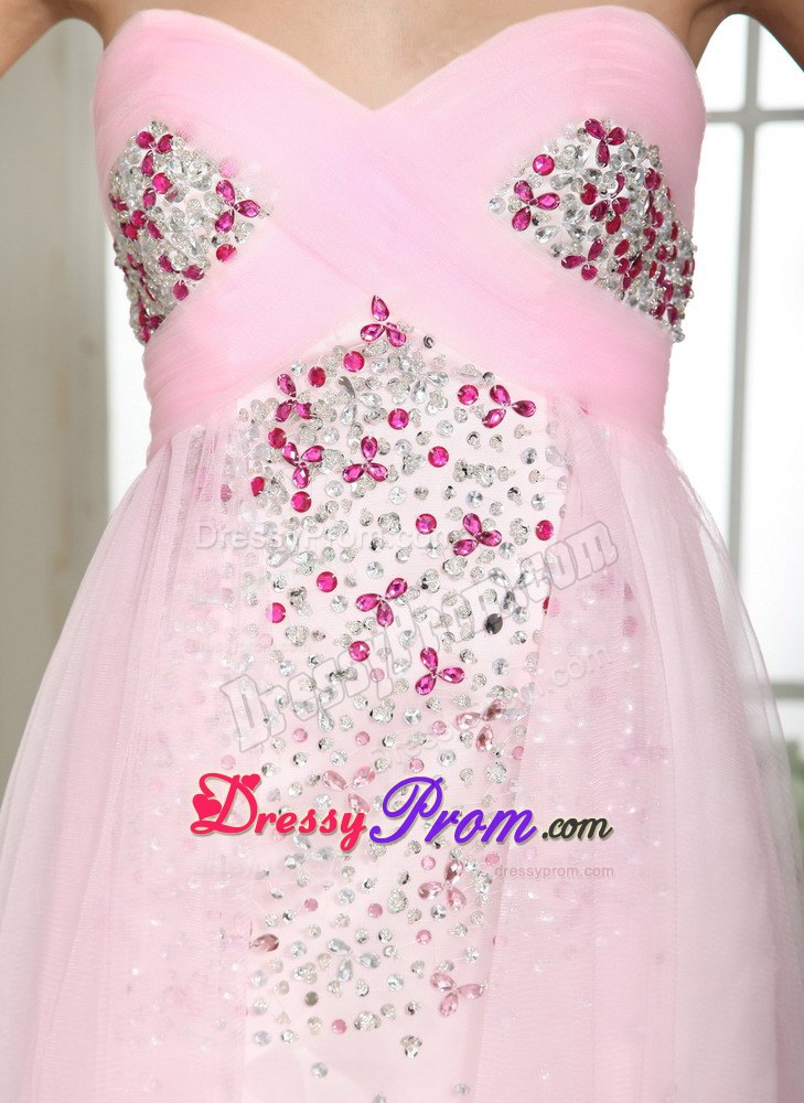 Baby Pink Beaded Over Bodice High-low Prom Dress In Berkshire